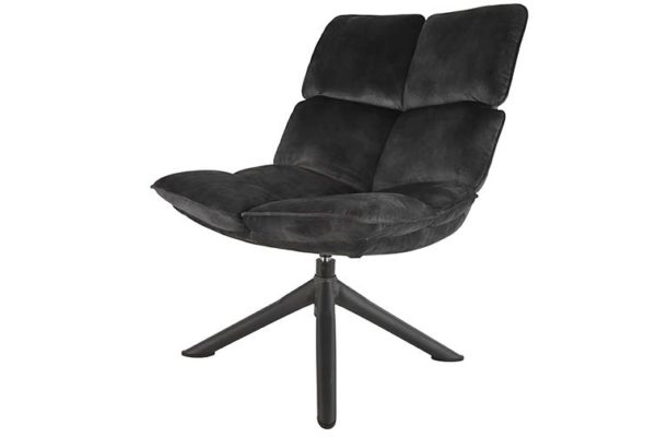 fauteuil relax velours antrhacite - Fauteuil pivotant relax velours anthracite