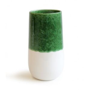 steppe vase en ceramique blanc et vert h23 - Meilleures ventes